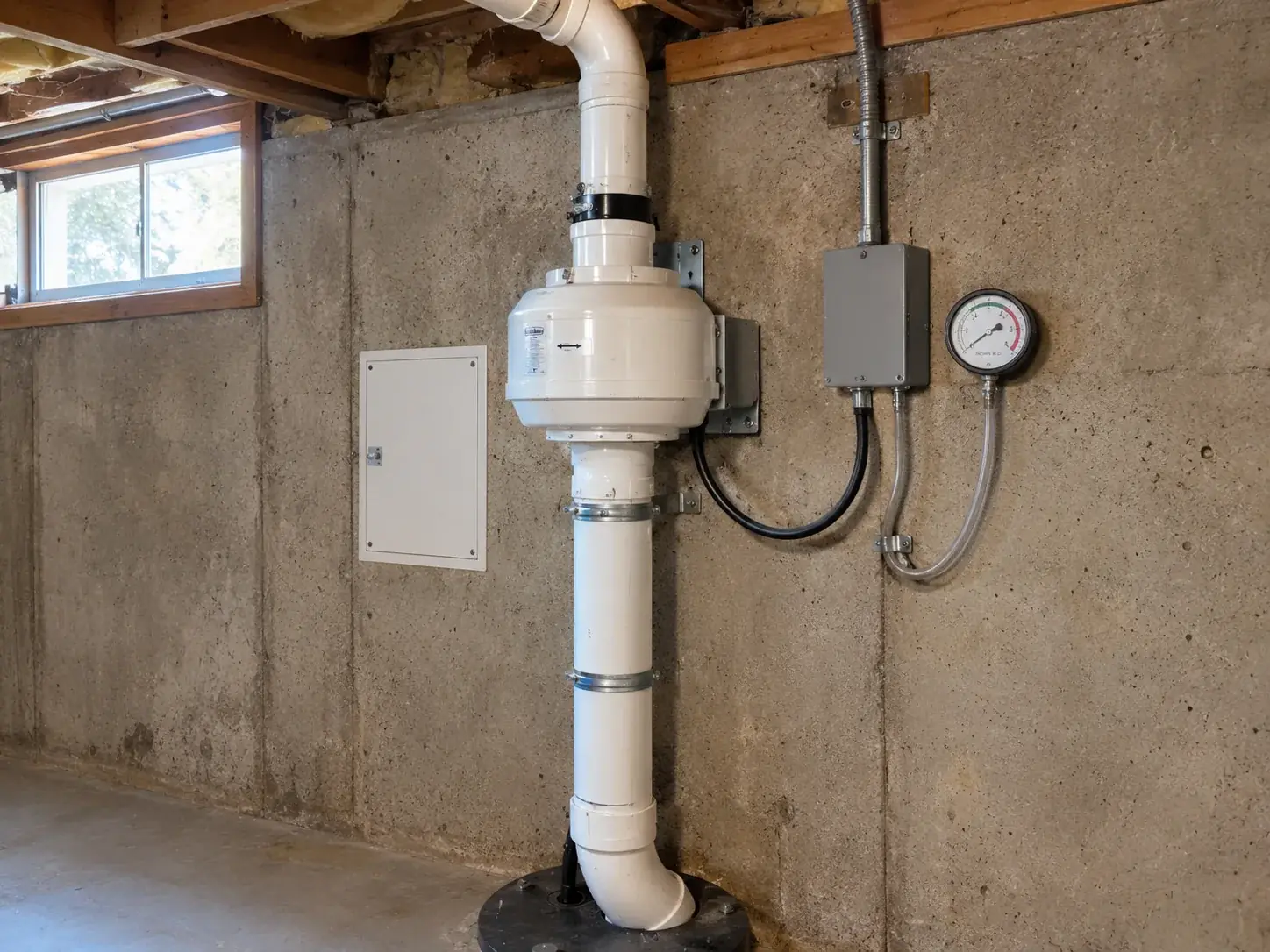 Radon system pressure gauge